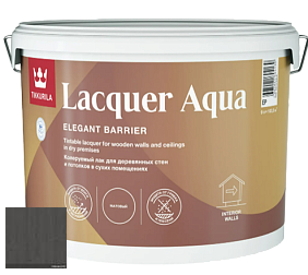 Краска Tikkurila Lacquer Aqua (матовый) лак интерьерный цвет 3445 Древесный уголь