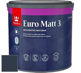 Краска Tikkurila Euro Matt 3 краска для стен и потолков цвет RAL 5008 