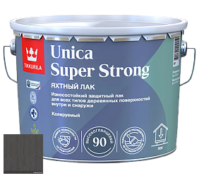 Краска Tikkurila Unica Super Strong (высокоглянцевый) лак яхтный цвет 3445 Древесный уголь