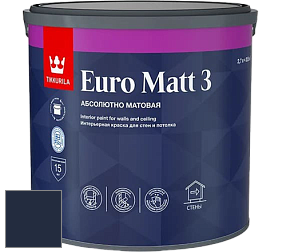 Краска Tikkurila Euro Matt 3 краска для стен и потолков цвет RAL 5011 