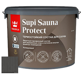 Краска Tikkurila Supi Sauna Protect защитный состав для сауны цвет 3445 Древесный уголь