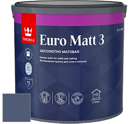 Краска Tikkurila Euro Matt 3 краска для стен и потолков цвет N348 Ноктюрн