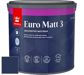 Краска Tikkurila Euro Matt 3 краска для стен и потолков цвет RAL 5003 
