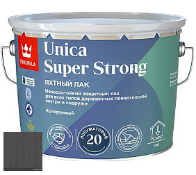Краска Tikkurila Unica Super Strong (полуматовый) лак яхтный цвет 3445 Древесный уголь