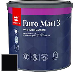 Краска Tikkurila Euro Matt 3 краска для стен и потолков цвет RAL 9005 