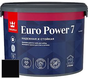 Краска Tikkurila Euro Power 7 краска для стен и потолков цвет RAL 9005 