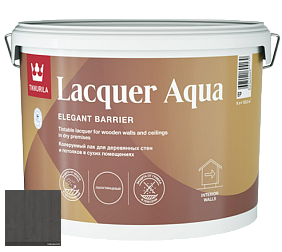 Краска Tikkurila Lacquer Aqua (полуглянцевый) лак интерьерный цвет 3445 Древесный уголь