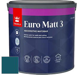 Краска Tikkurila Euro Matt 3 краска для стен и потолков цвет M366 Павлин