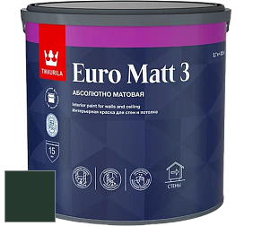 Краска Tikkurila Euro Matt 3 краска для стен и потолков цвет RAL 6009 
